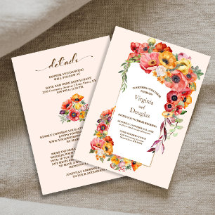 Colorful Spring Floral All In One Wedding Invitation