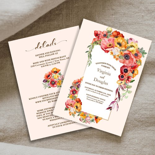 Colorful Spring Floral All In One Wedding Invitation