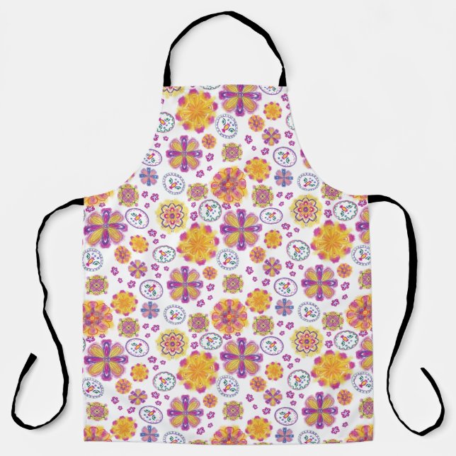 Colorful Spring Floral All-Over Print Apron (Front)