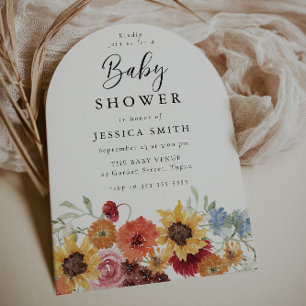 Colorful Spring Floral Baby Shower Arch Invitation