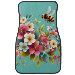 Colorful, Spring/Floral bee Car Floor Mat