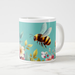 Colorful, Spring/Floral bee Giant Coffee Mug