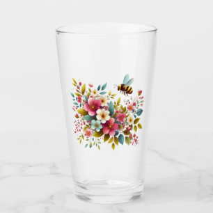 Colorful, Spring/Floral bee Glass