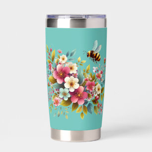 Colorful, Spring/Floral bee Insulated Tumbler