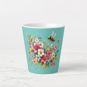 Colorful, Spring/Floral bee Latte Mug