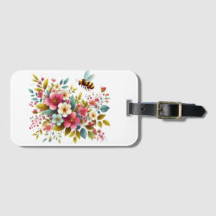 Colorful, Spring/Floral bee Luggage Tag