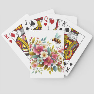Colorful, Spring/Floral bee Poker Cards