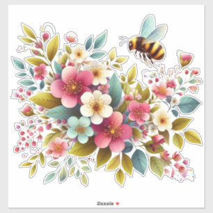Colorful, Spring/Floral bee Sticker