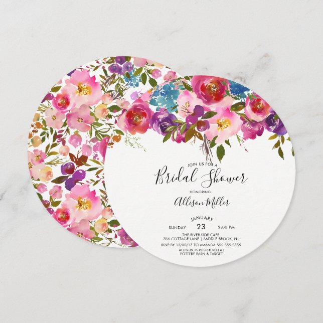 Colorful Spring Floral Bridal Shower Invitation (Front/Back)