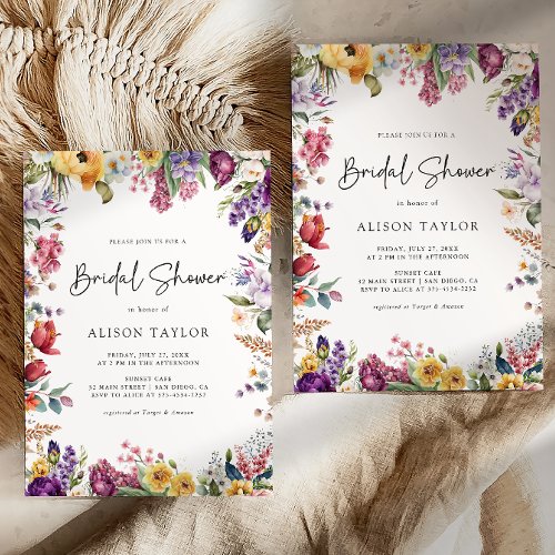 Colorful Spring Floral Bridal Shower  Invitation