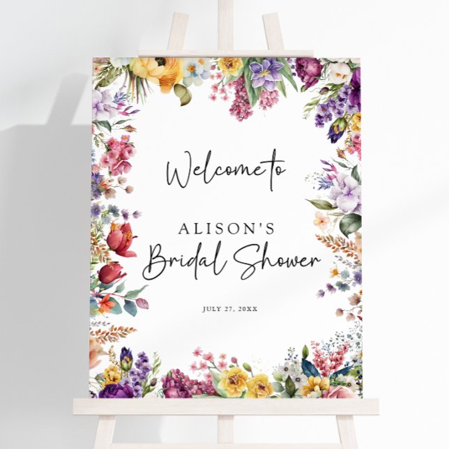 Colorful Spring Floral Bridal Shower Welcome Sign (Creator Uploaded)