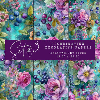 COLORFUL SPRING FLORAL DECORATIVE PAPER SET