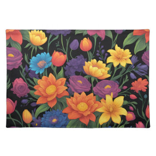 Colorful spring floral design cloth placemat