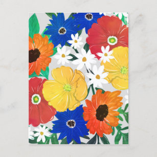 Colorful Spring Floral Hand Paint Girly Design Holiday Postcard