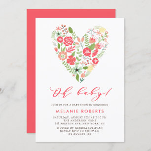 Colorful Spring Floral Heart Cluster Baby Shower Invitation