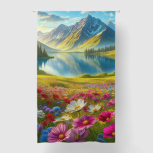 Colorful spring/floral mountain lake blackout curtains
