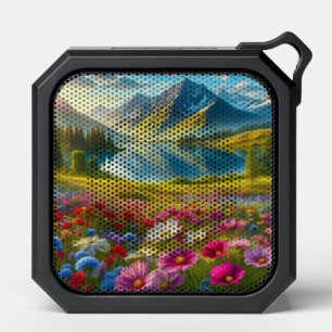 Colorful spring/floral mountain lake bluetooth speaker
