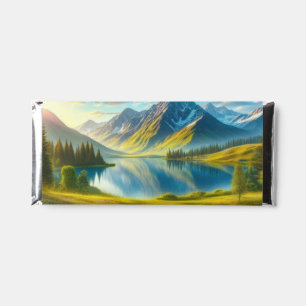 Colorful spring/floral mountain lake hershey bar favors