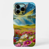 Colorful spring/floral mountain lake