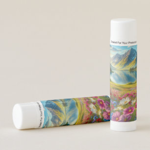 Colorful spring/floral mountain lake lip balm