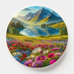 Colorful spring/floral mountain lake PopSocket