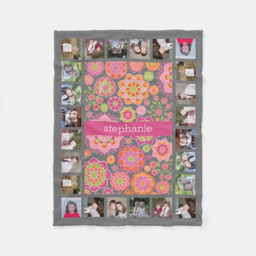 Colorful Spring Floral Pattern 11 Photos Name Fleece Blanket