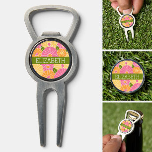 Colorful Spring Floral Pattern Custom Monogram Divot Tool