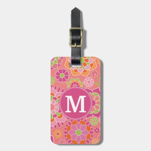 Colorful Spring Floral Pattern Custom Monogram Luggage Tag