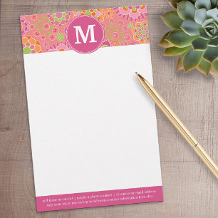 Colorful Spring Floral Pattern Custom Monogram Stationery