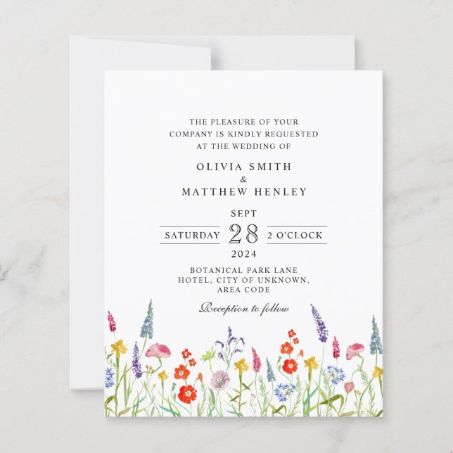 Colorful spring floral wedding Invitation (Front)