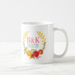 Colorful Spring Floral Wreath- Save The Date Coffee Mug