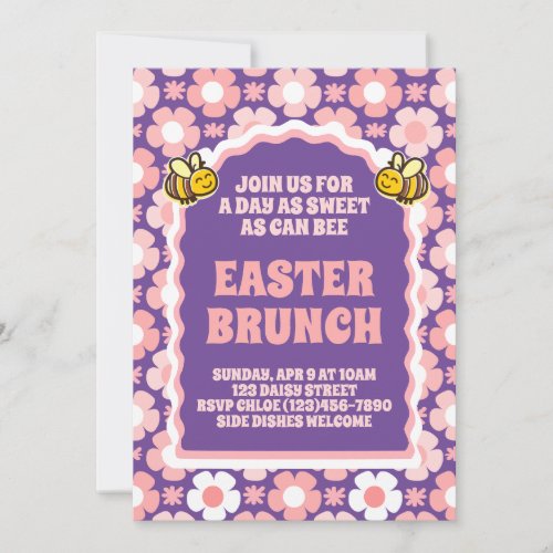 Colorful Spring Flower Garden Bees Easter Invitation