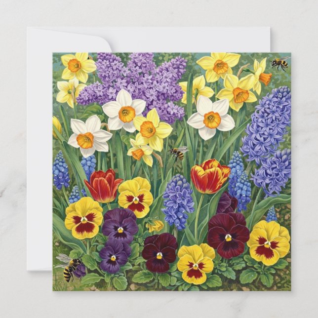 Colorful Spring Flower Garden  Card (Front)