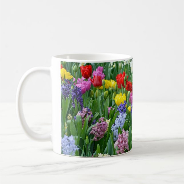 Colorful spring flower garden coffee mug (Left)