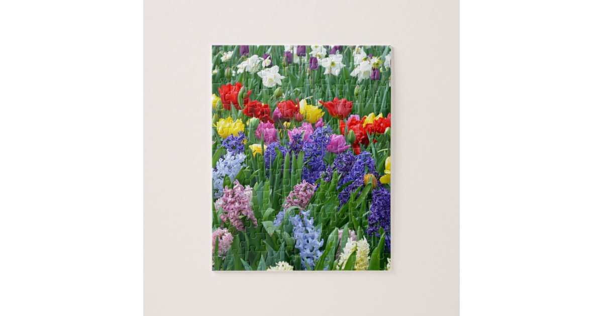 Colorful spring flower garden jigsaw puzzle Zazzle