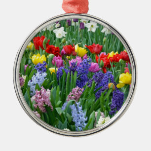 Colorful spring flower garden metal ornament
