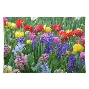 Colorful spring flower garden placemat