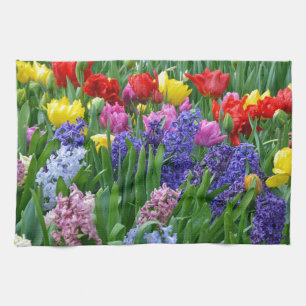 Colorful spring flower garden towel