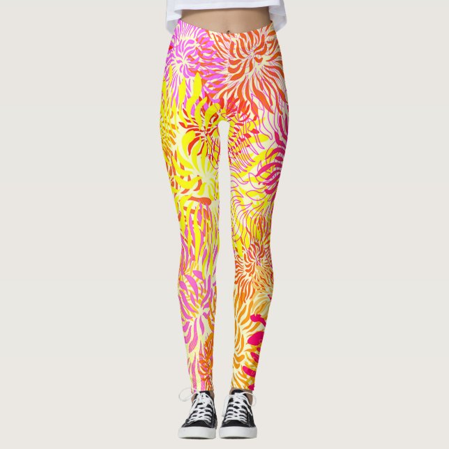 Colorful Spring Flower Leggings (Front)