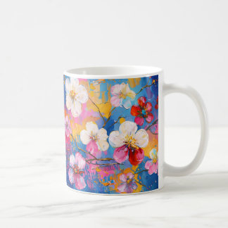 Colorful Spring Flower Print Ceramic Mug