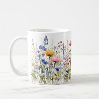 Colorful Spring Flower Watercolor Pattern  Coffee Mug