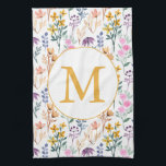 Colorful Spring Flower Watercolor Pattern Monogram Kitchen Towel<br><div class="desc">Personalized Colorful Spring Garden Flower Watercolor Pattern Monogram Kitchen Towel</div>