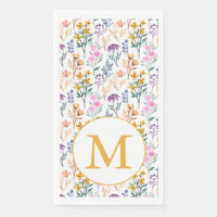 Colorful Spring Flower Watercolor Pattern Monogram