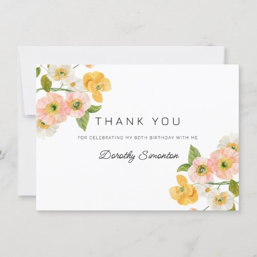 Colorful Spring Flowers 60th Birthday Thank You Card