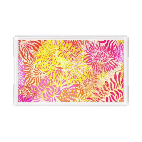 Colorful Spring Flowers Acrylic Tray
