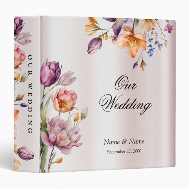 Colorful Spring Flowers Album Binder (Front/Spine)