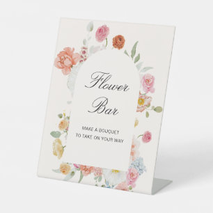 Colorful Spring Flowers Arch Flower Bar Pedestal Sign