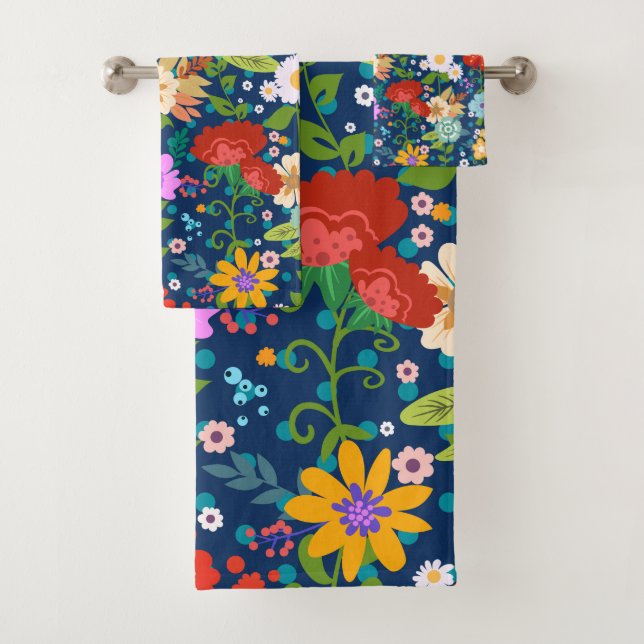 Colorful Spring Flowers Bath Towel Set (Insitu)