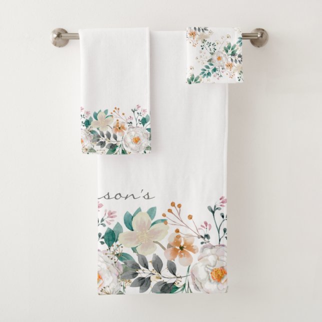 Colorful Spring Flowers  Bath Towel Set (Insitu)