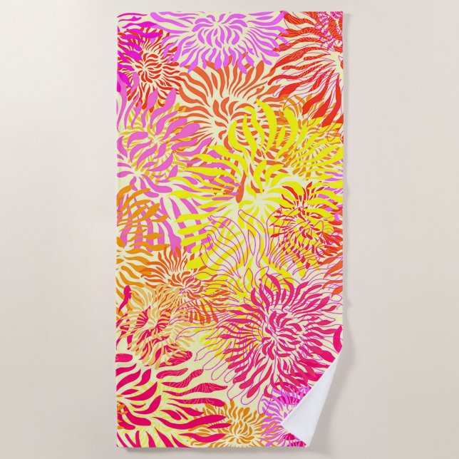 Colorful Spring Flowers Beach Towel (Front)